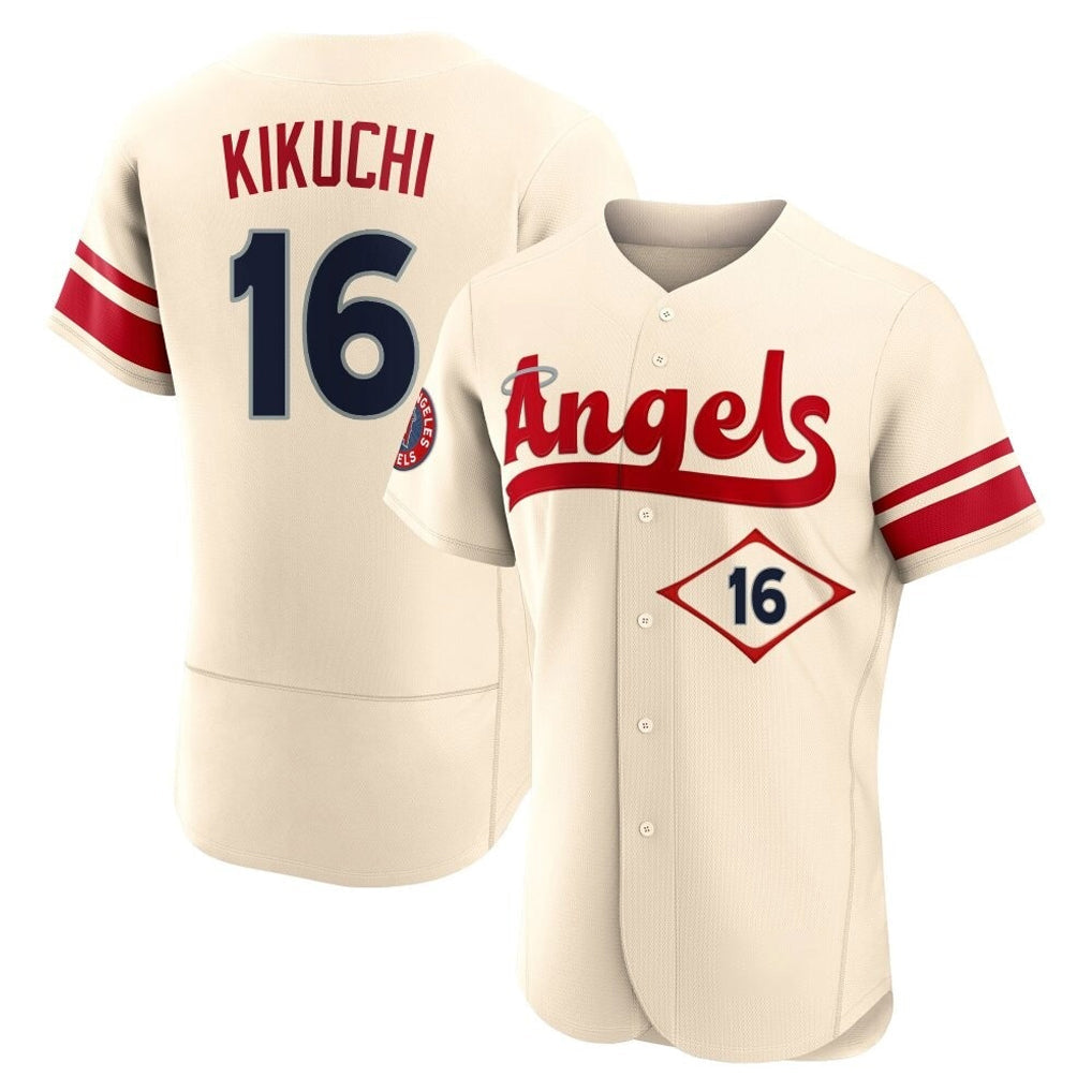 Odoa LA.Angels #16 Yusei Kikuchi Player Cream City Connect Limited ELite Home Stitched Jerseys