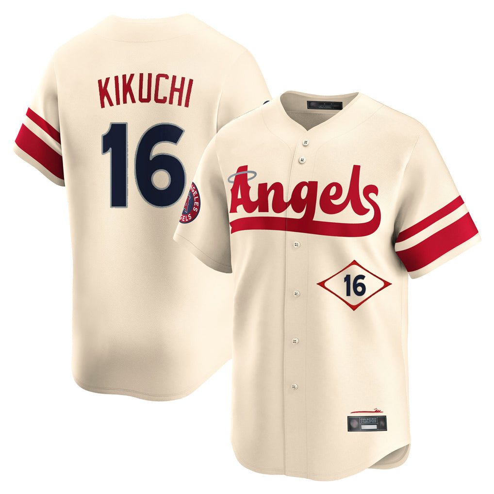 Odoa LA.Angels #16 Yusei Kikuchi Player Cream City Connect Limited Home Stitched Jerseys