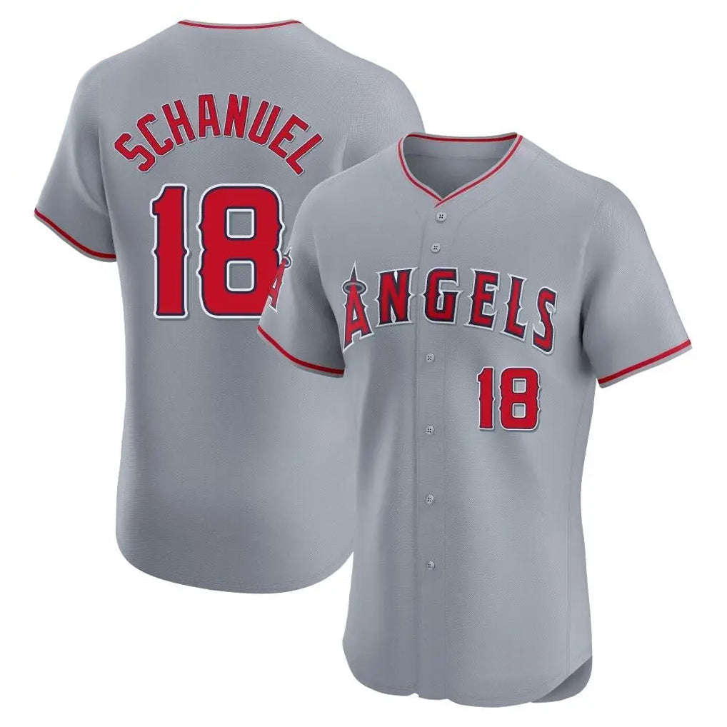 Odoa LA.Angels #18 Nolan Schanuel Player Gray Home Limited Elite Stitched Jerseys