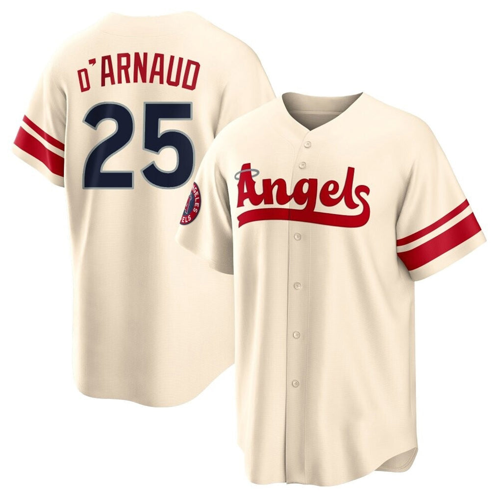 Odoa LA.Angels #25 Travis d'Arnaud Player Cream City Connect Home Stitched Jerseys