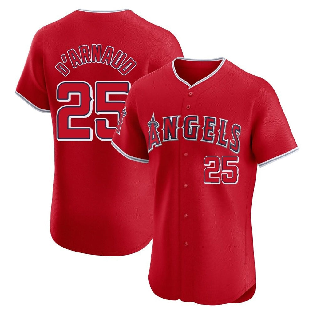 Odoa LA.Angels #25 Travis d'Arnaud Player Red Home Limited Elite Stitched Jerseys