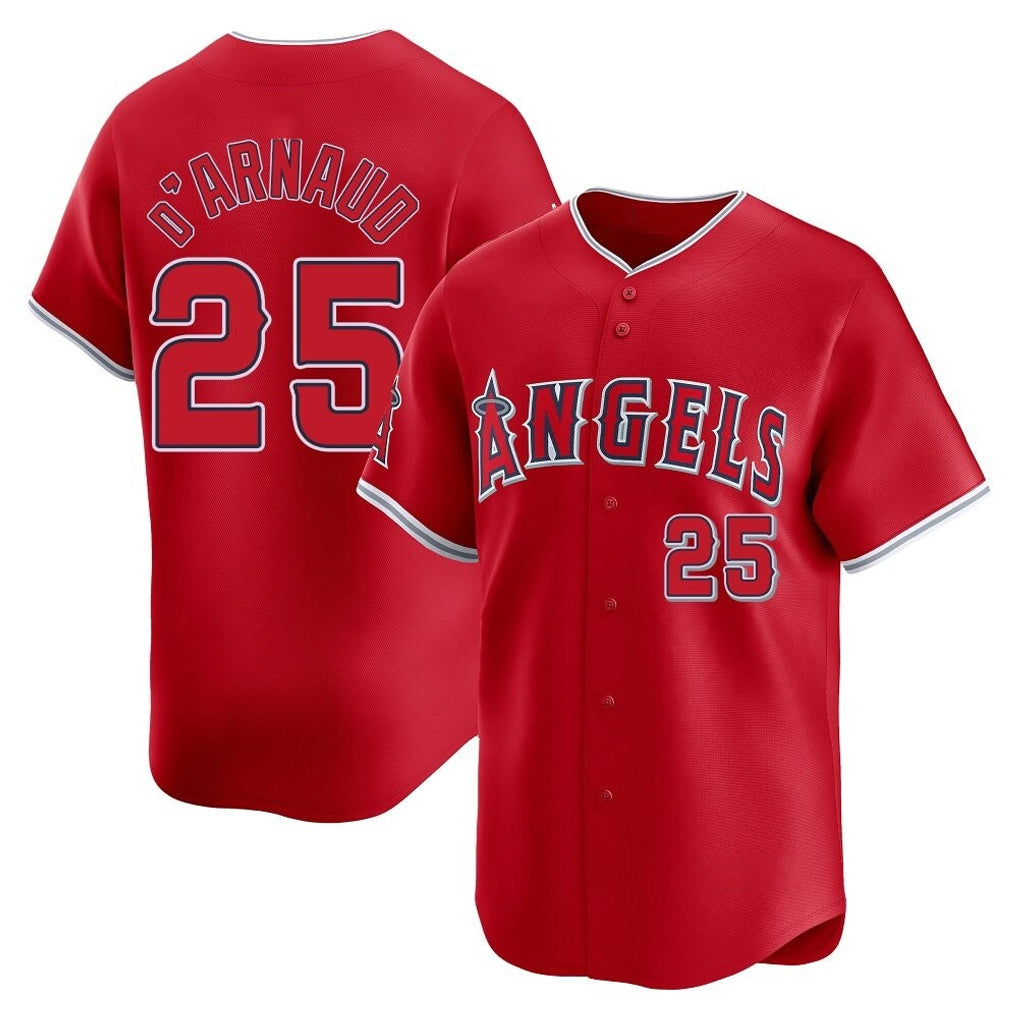 Odoa LA.Angels #25 Travis d'Arnaud Player Red Home Limited Stitched Jerseys