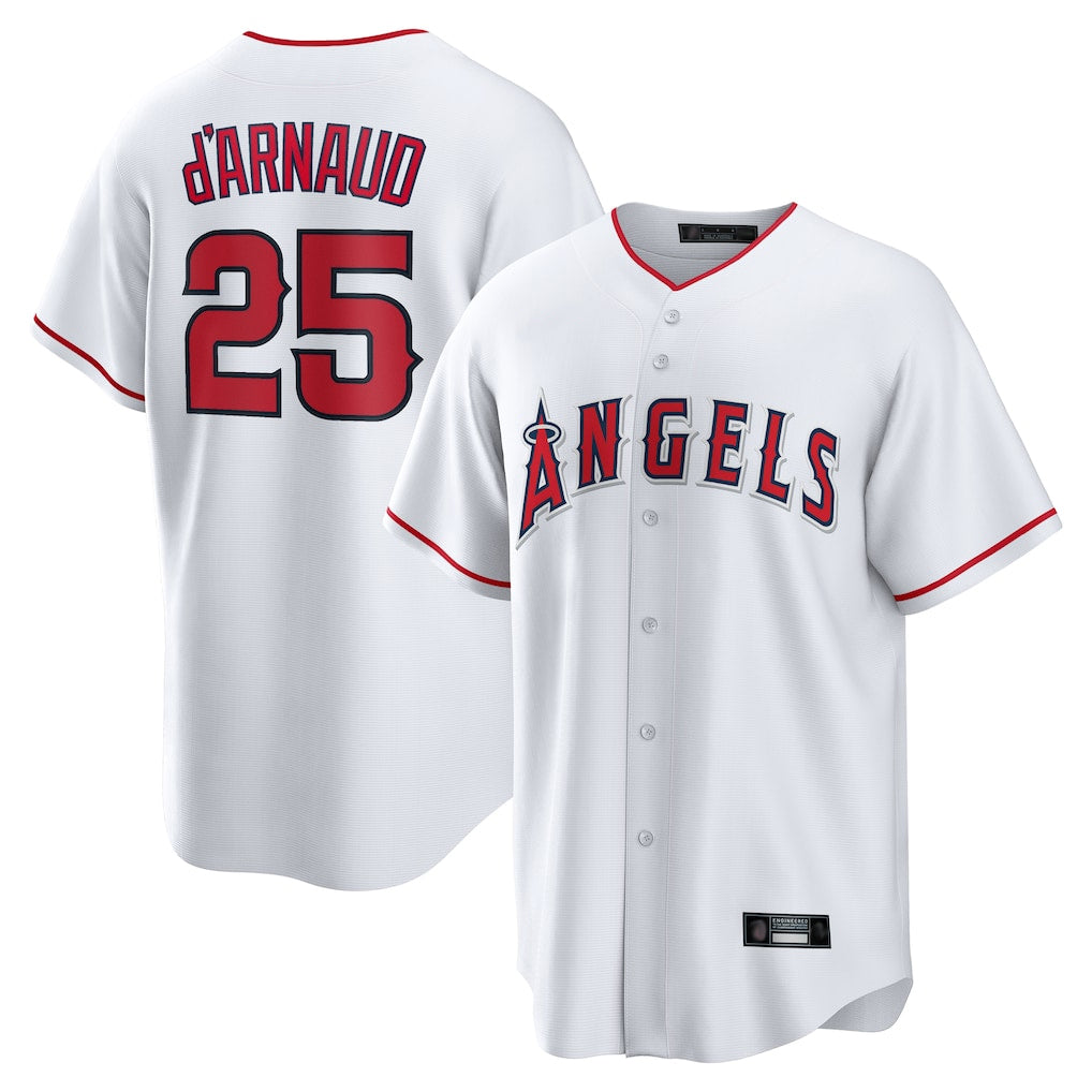 Odoa LA.Angels #25 Travis d'Arnaud Player White Home Game Stitched Jerseys