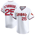 Odoa LA.Angels #25 Travis d'Arnaud Player White T-shirt Home Limited Stitched Jerseys