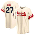 Odoa LA.Angels #27 Mike Trout Player Cream City Connect Home Stitched Jerseys