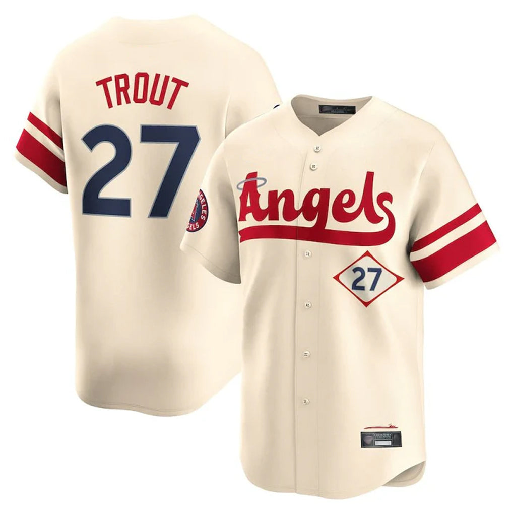 Odoa LA.Angels #27 Mike Trout Player Cream City Connect Limited Home Stitched Jerseys
