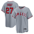 Odoa LA.Angels #27 Mike Trout Player Gray Home Game Stitched Jerseys