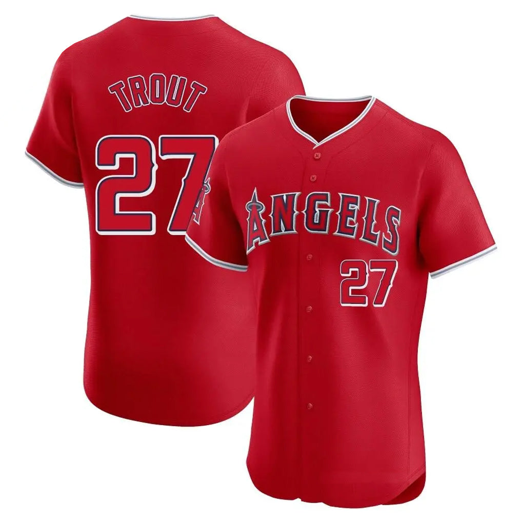 Odoa LA.Angels #27 Mike Trout Player Red Home Limited Elite Stitched Jerseys