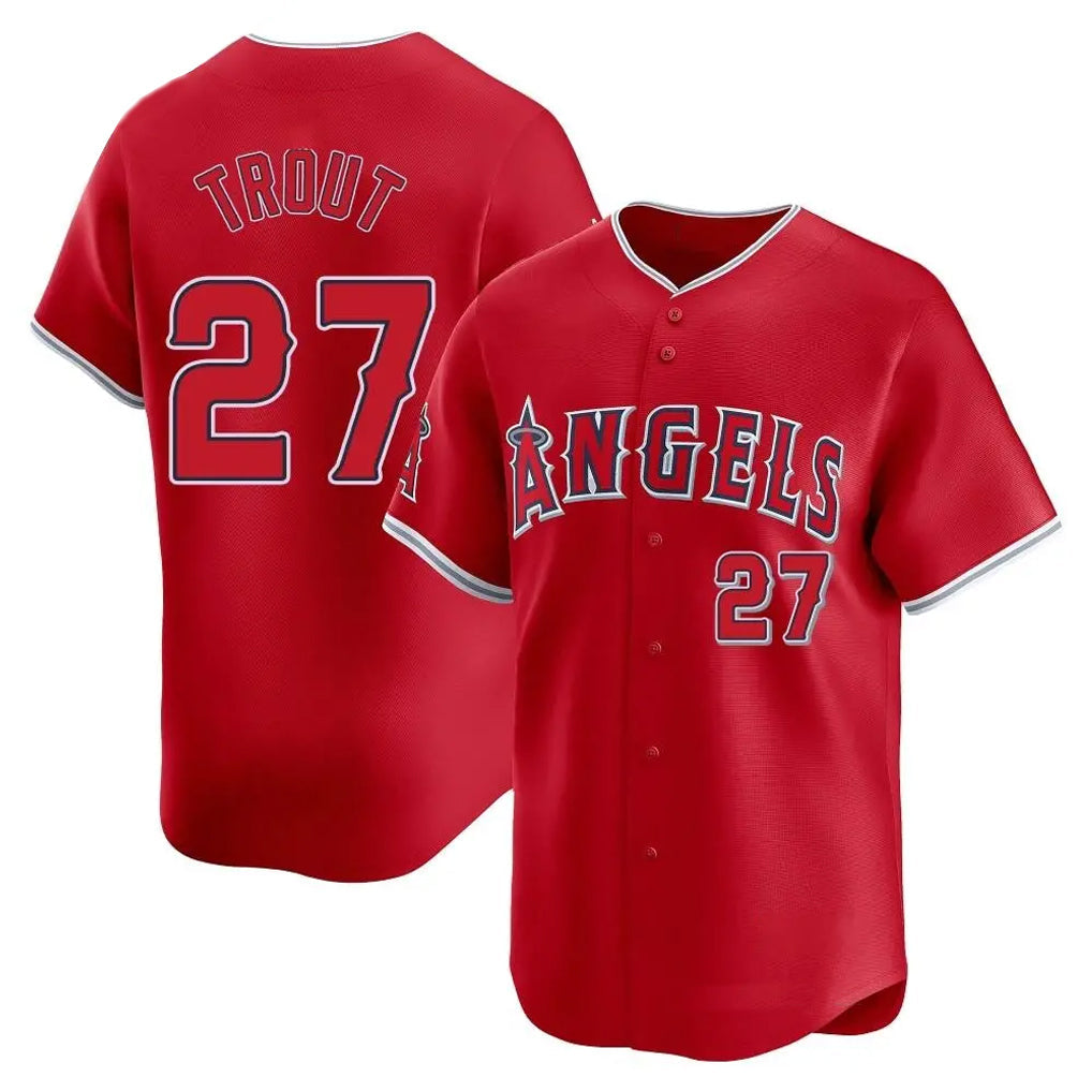 Odoa LA.Angels #27 Mike Trout Player Red Home Limited Stitched Jerseys