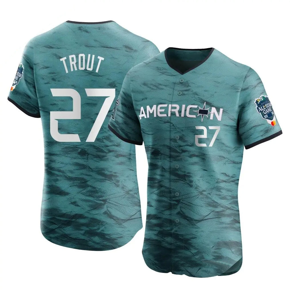 Odoa LA.Angels #27 Mike Trout Player Teal Elite American League Game Vapor Premier All-Star Stitched Jerseys