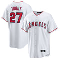 Odoa LA.Angels #27 Mike Trout Player White Home Game Stitched Jerseys