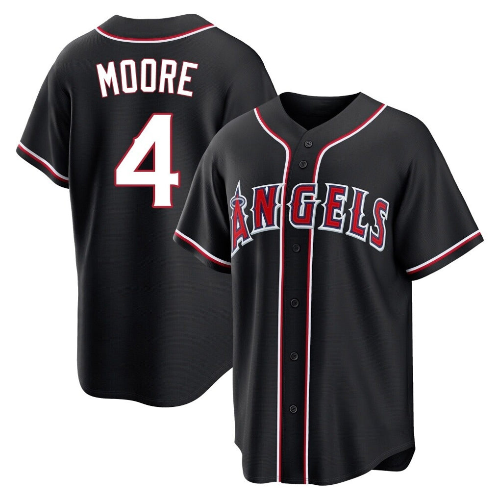 Odoa LA.Angels #4 Christian Moore Player Black Fashion Out Home Game Stitched Jerseys