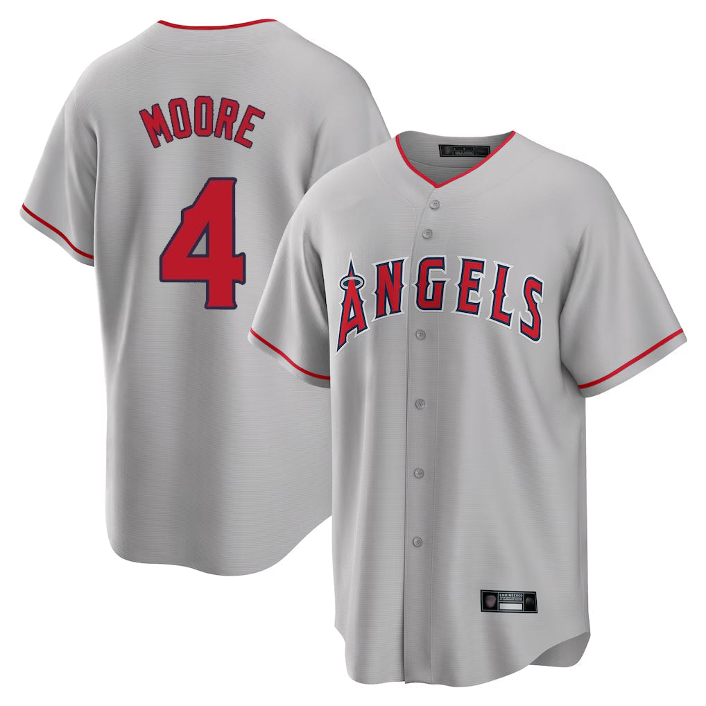Odoa LA.Angels #4 Christian Moore Player Gray Home Game Stitched Jerseys