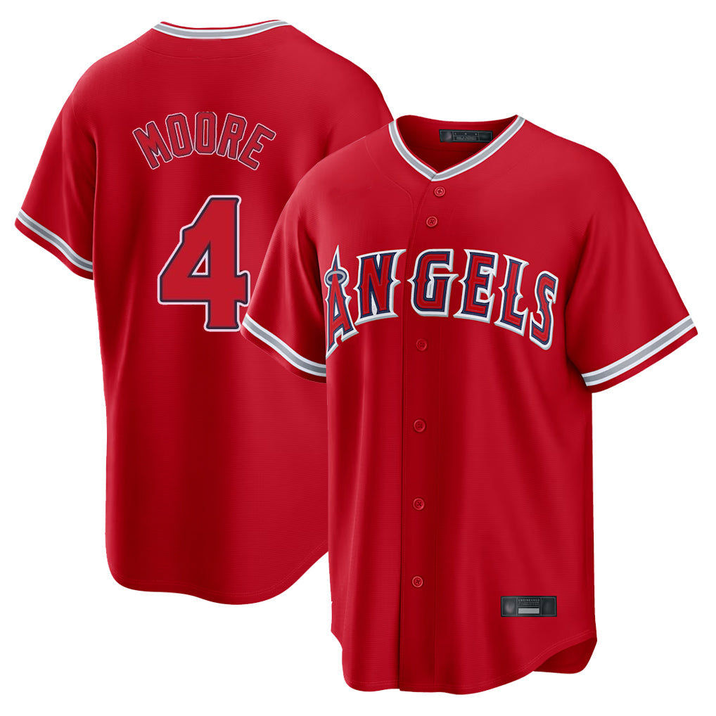 Odoa LA.Angels #4 Christian Moore Player Red Home Game Stitched Jerseys