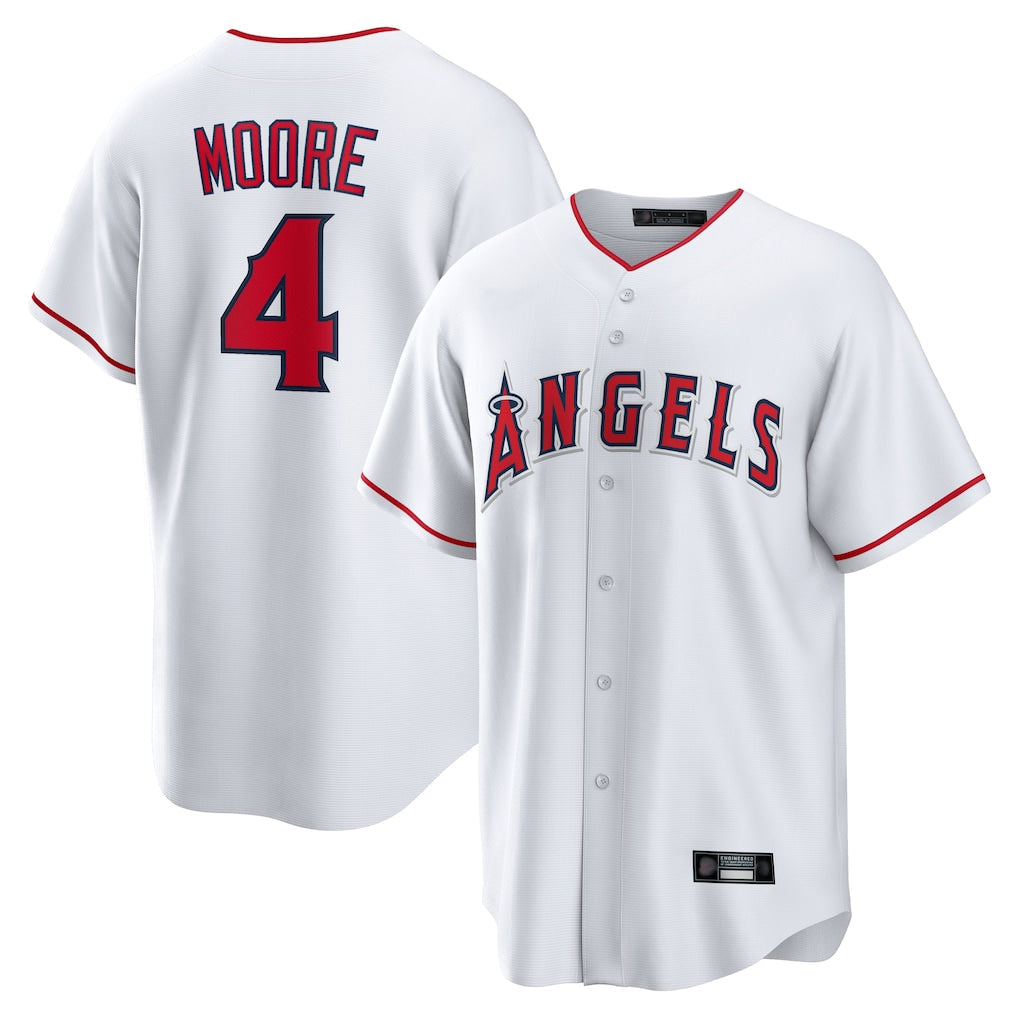 Odoa LA.Angels #4 Christian Moore Player White Home Game Stitched Jerseys
