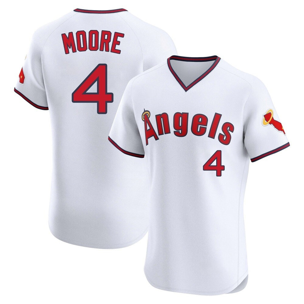 Odoa LA.Angels #4 Christian Moore Player White T-shirt Home Limited Stitched Jerseys