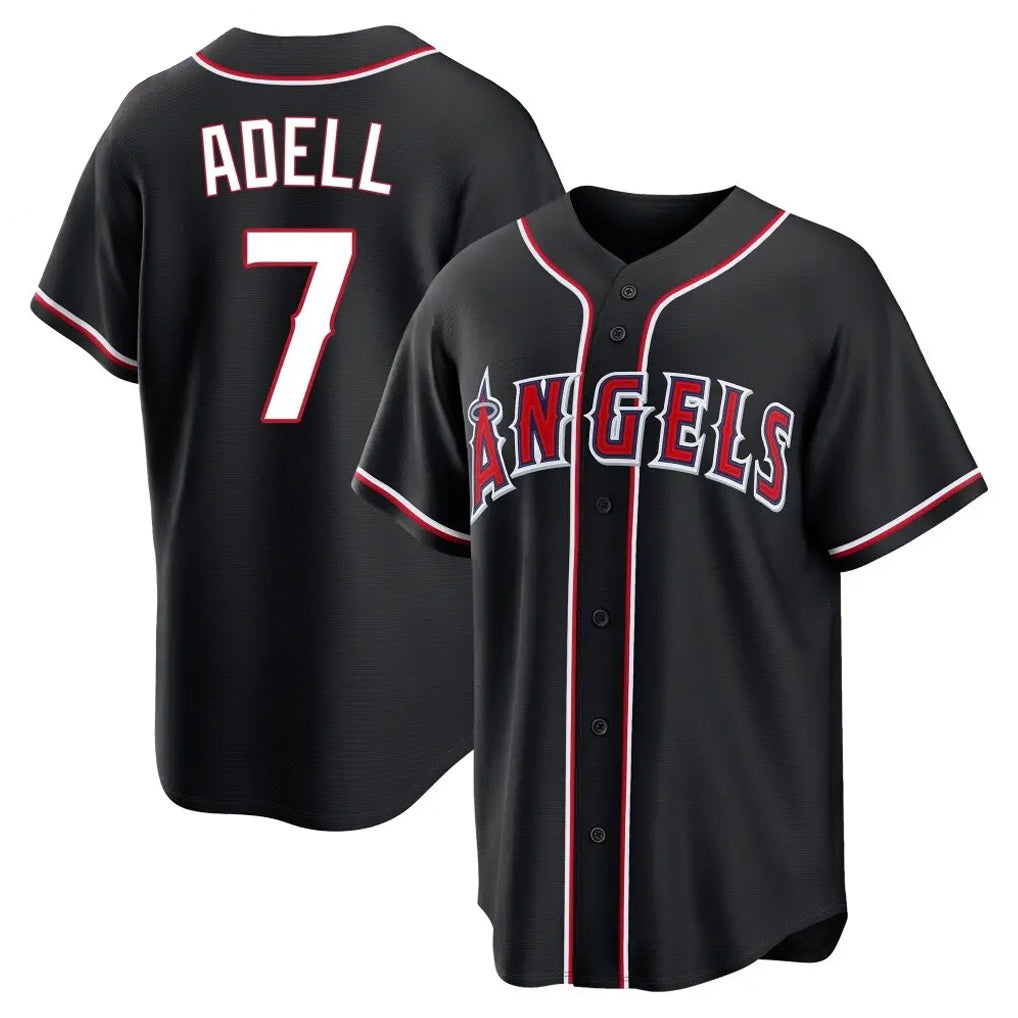 Odoa LA.Angels #7 Jo Adell Player Black Fashion Out Home Game Stitched Jerseys