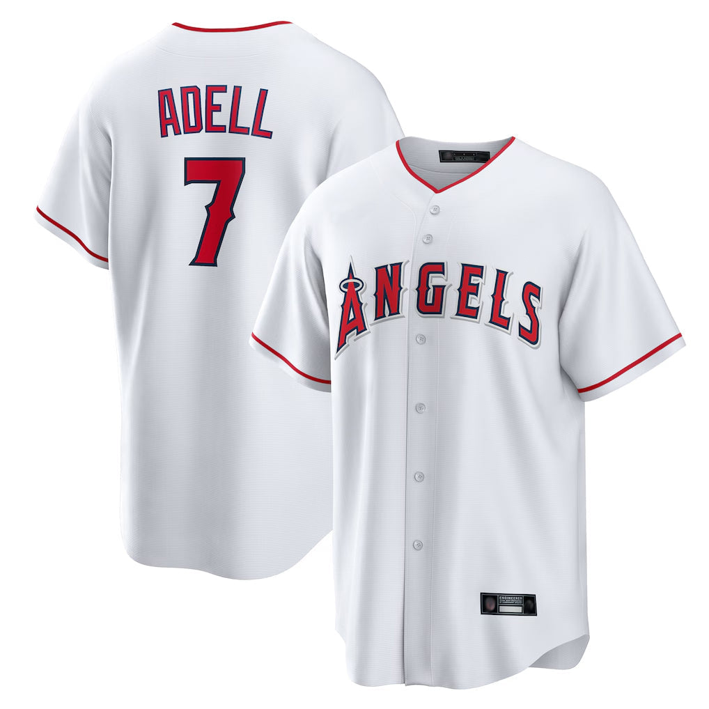 Odoa LA.Angels #7 Jo Adell Player White Home Game Stitched Jerseys