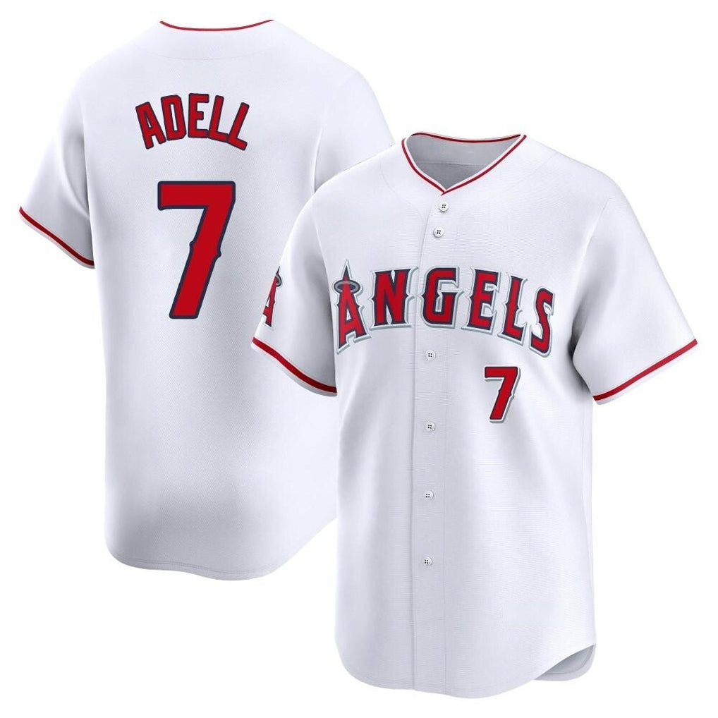 Odoa LA.Angels #7 Jo Adell Player White Limited Home Stitched Jerseys