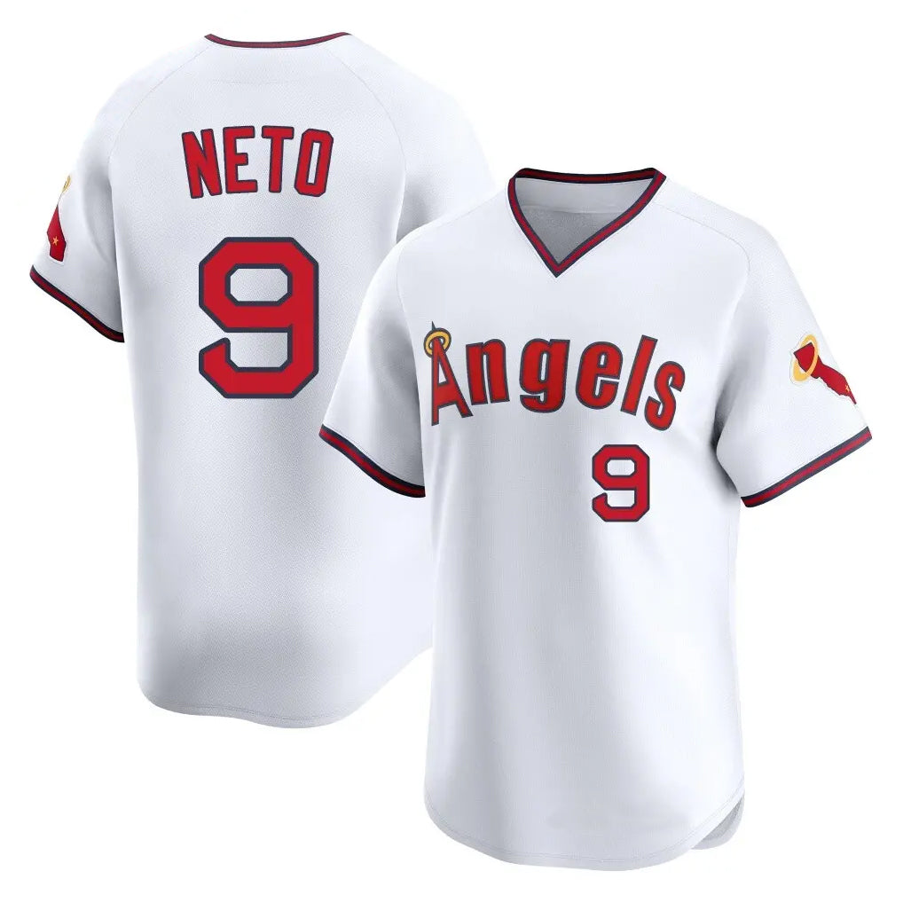 Odoa LA.Angels #9 Zach Neto Player White T-shirt Home Limited Stitched Jerseys