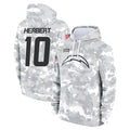 Odoa LA.Chargers #10 Justin Herbert Player Arctic Camo Salute To Service Limited Hoodies Game Stitched Jerseys