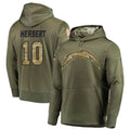 Odoa LA.Chargers #10 Justin Herbert Player Salute to Service  Olive Hoodies Game Stitched Jerseys
