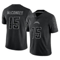 Odoa LA.Chargers #15 Ladd McConkey Player Black Limited Reflective Home Game Stitched Jerseys