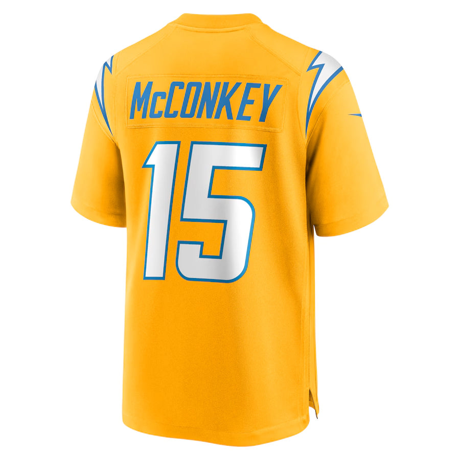 Odoa LA.Chargers #15 Ladd McConkey Player Gold Game Stitched Jerseys