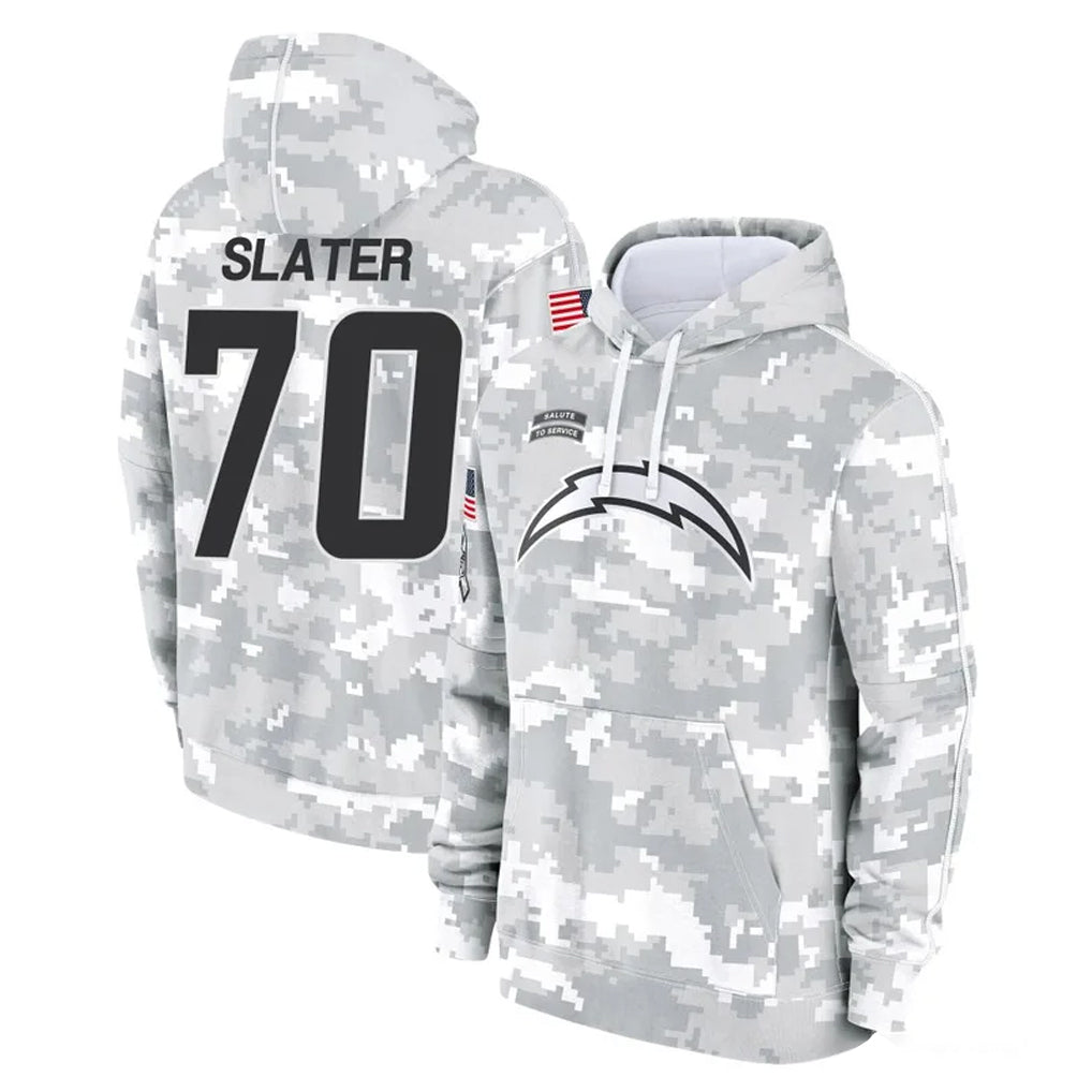 Odoa LA.Chargers #70 Rashawn Slater Player Arctic Camo Salute to Service Hoodies Limited Game Stitched Jerseys