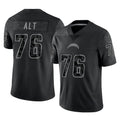 Odoa LA.Chargers #76 Joe Alt Player Black Limited Reflective Home Game Stitched Jerseys