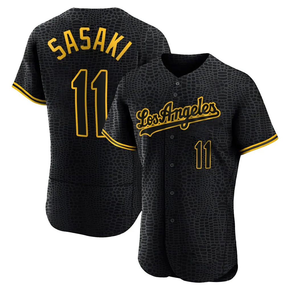 Odoa LA.Dodgers #11 Roki Sasaki Player Black Snake Skin City Limited Elite Home Stitched Jerseys