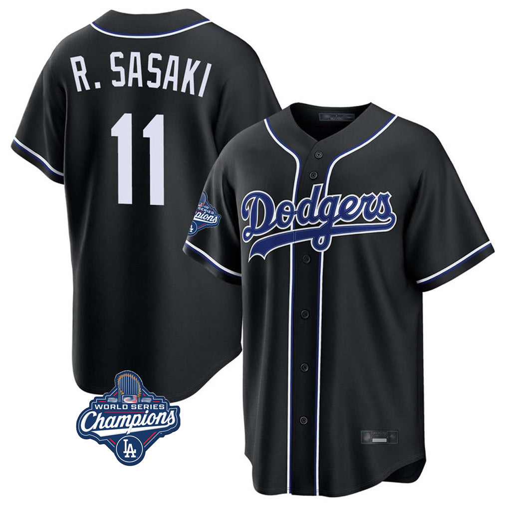 Odoa LA.Dodgers #11 Roki Sasaki Player Black World Series Meet Carbon Limited Home Stitched Jerseys