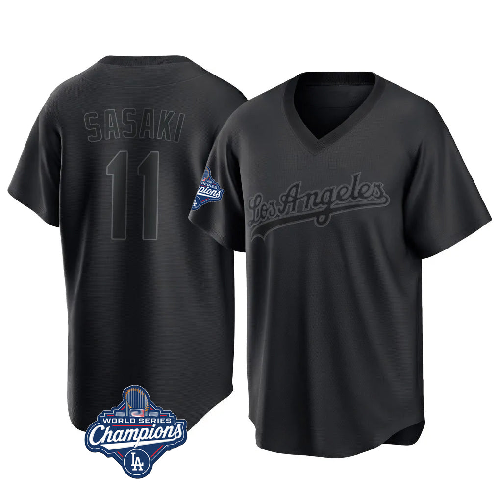 Odoa LA.Dodgers #11 Roki Sasaki Player Black World Series Meet Pitch Fashion T-shirt Stitched Jerseys