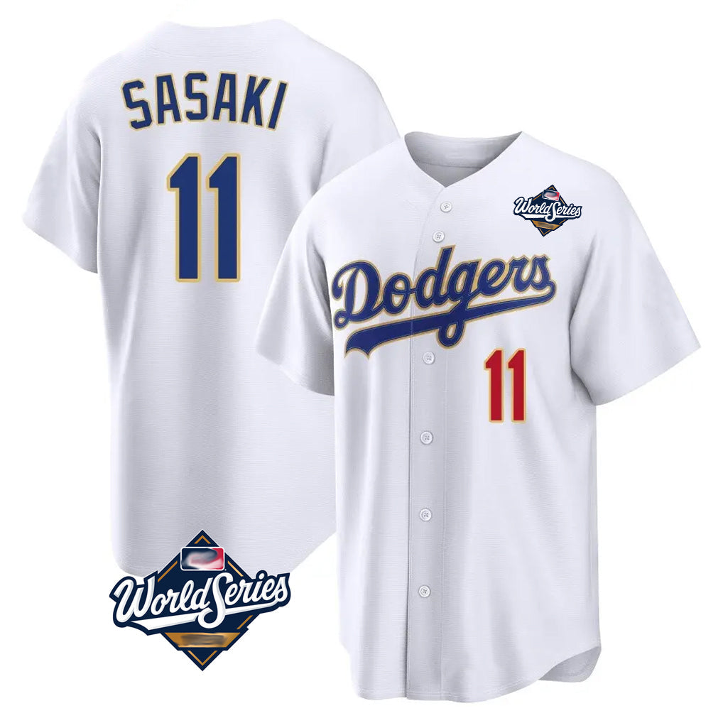 Odoa LA.Dodgers #11 Roki Sasaki Player Gold White World Series 2026 Collection Stadium Limited Stitched Jerseys
