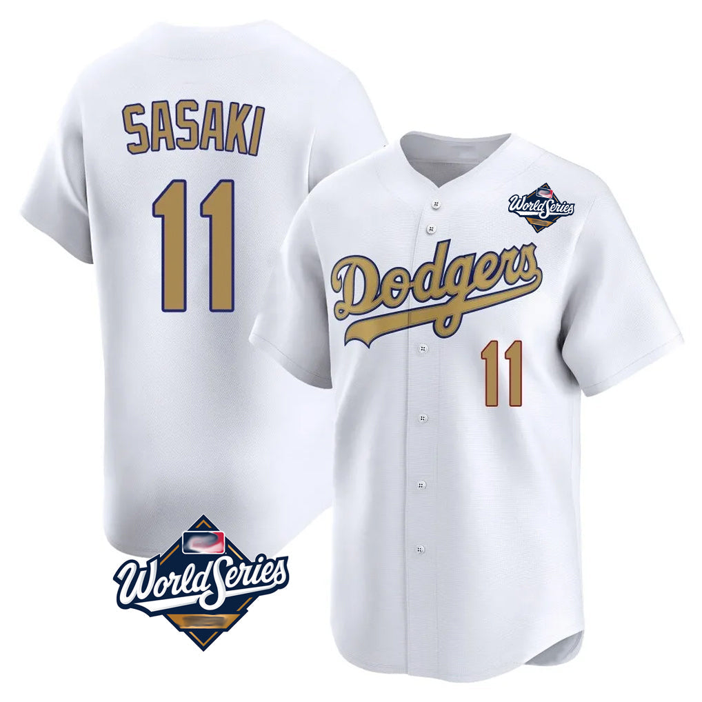 Odoa LA.Dodgers #11 Roki Sasaki Player Gold World Series Collection Limited Home Stitched Jerseys