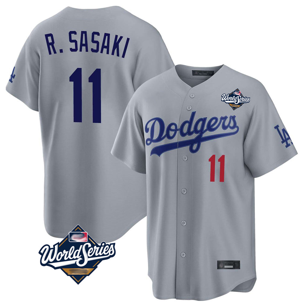 Odoa LA.Dodgers #11 Roki Sasaki Player Gray World Series Game Home Stitched Jerseys