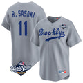Odoa LA.Dodgers #11 Roki Sasaki Player Gray World Series Game Limited Home Stitched Jerseys