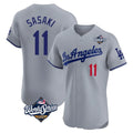 Odoa LA.Dodgers #11 Roki Sasaki Player Gray World Series Limited Elite Home Stitched Jerseys