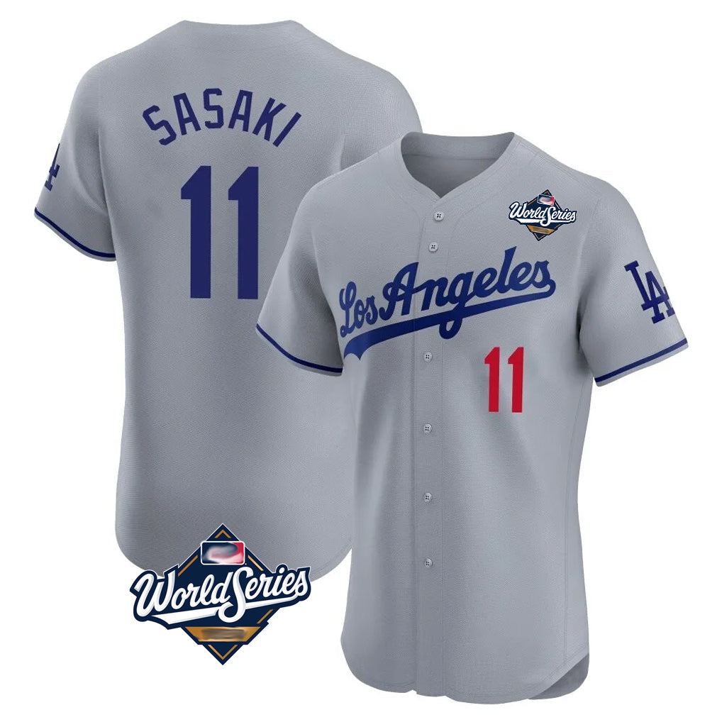 Odoa LA.Dodgers #11 Roki Sasaki Player Gray World Series Limited Elite Home Stitched Jerseys