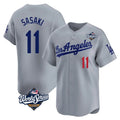 Odoa LA.Dodgers #11 Roki Sasaki Player Gray World Series Limited Home Stitched Jerseys