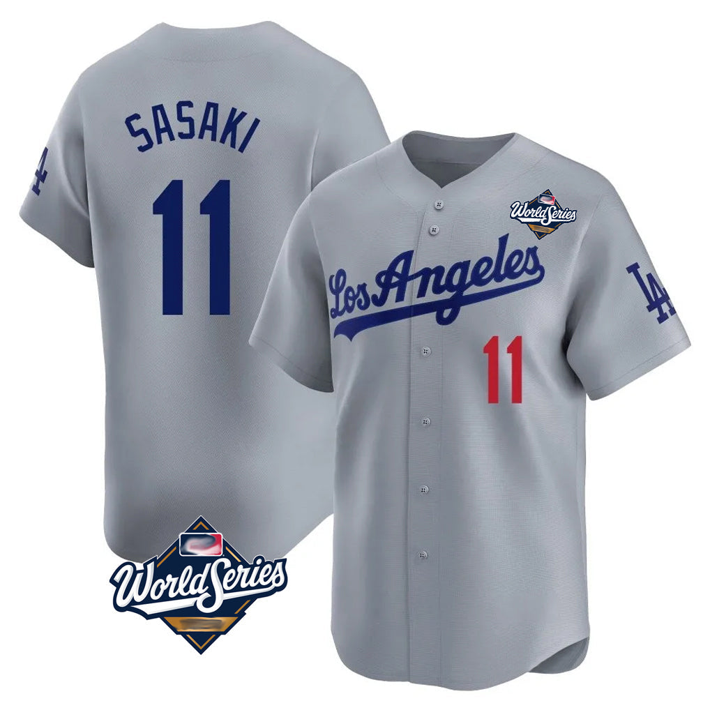 Odoa LA.Dodgers #11 Roki Sasaki Player Gray World Series Limited Home Stitched Jerseys