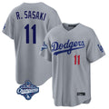 Odoa LA.Dodgers #11 Roki Sasaki Player Gray World Series Meet Game Home Stitched Jerseys