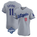 Odoa LA.Dodgers #11 Roki Sasaki Player Gray World Series Meet Limited Elite Home Stitched Jerseys