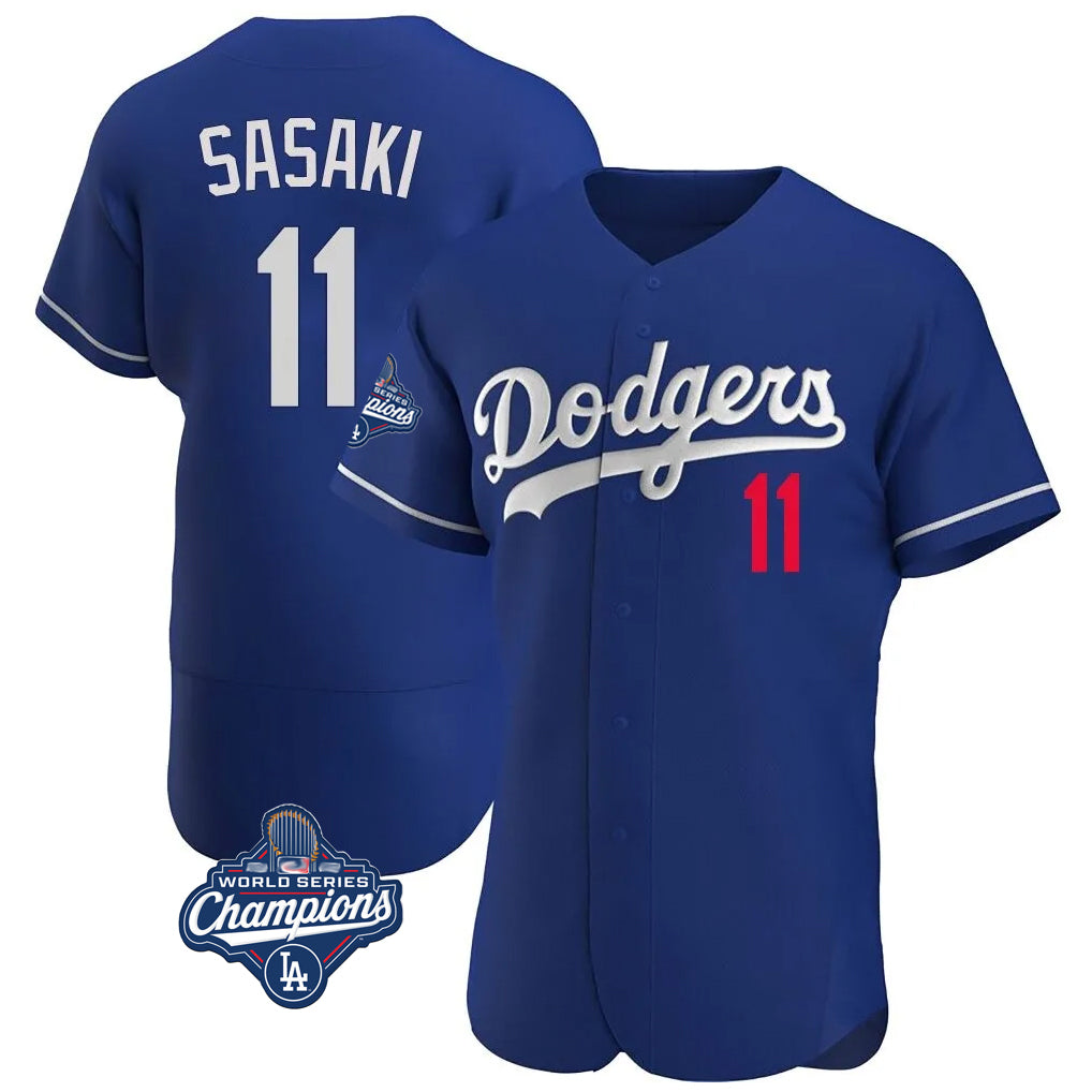 Odoa LA.Dodgers #11 Roki Sasaki Player Royal World Series Meet Limited Elite Home Stitched Jerseys