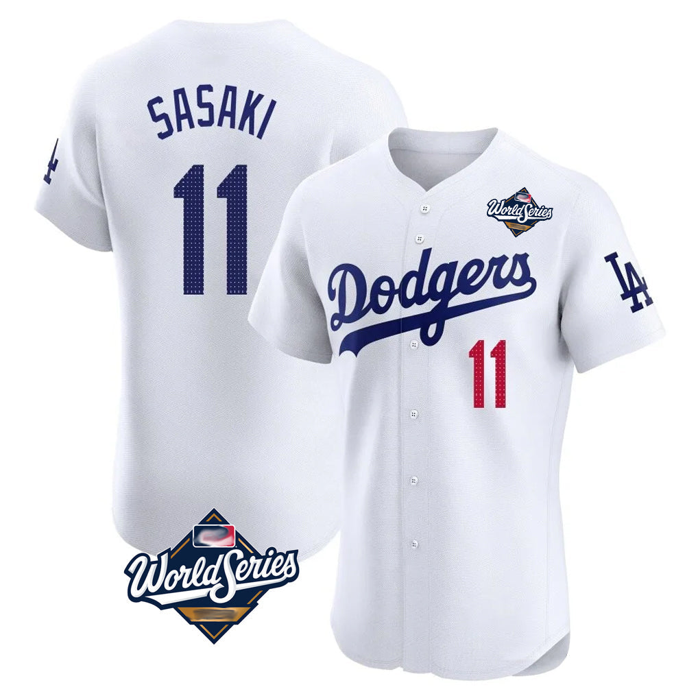 Odoa LA.Dodgers #11 Roki Sasaki Player White World Series Limited Elite Home Stitched Jerseys