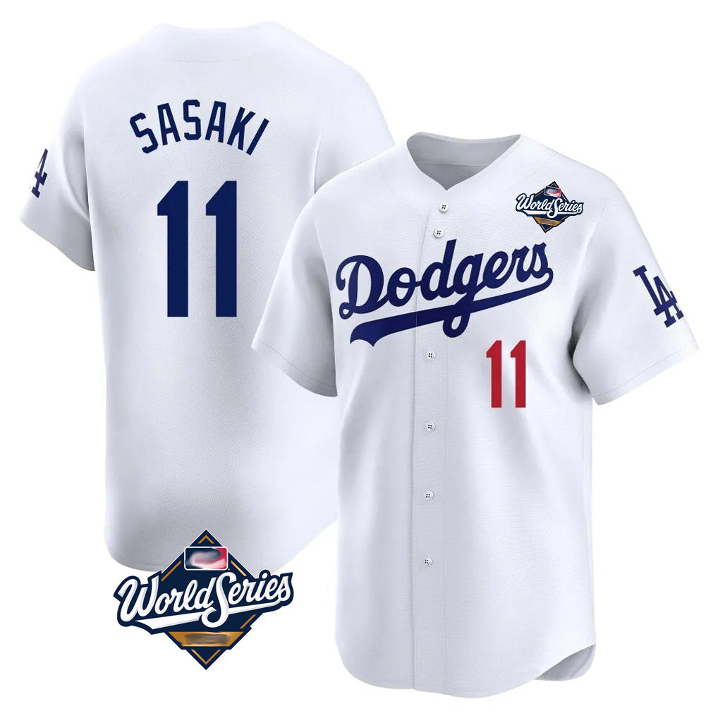 Odoa LA.Dodgers #11 Roki Sasaki Player White World Series Limited Home Stitched Jerseys
