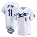 Odoa LA.Dodgers #11 Roki Sasaki Player White World Series Meet Limited Home Stitched Jerseys