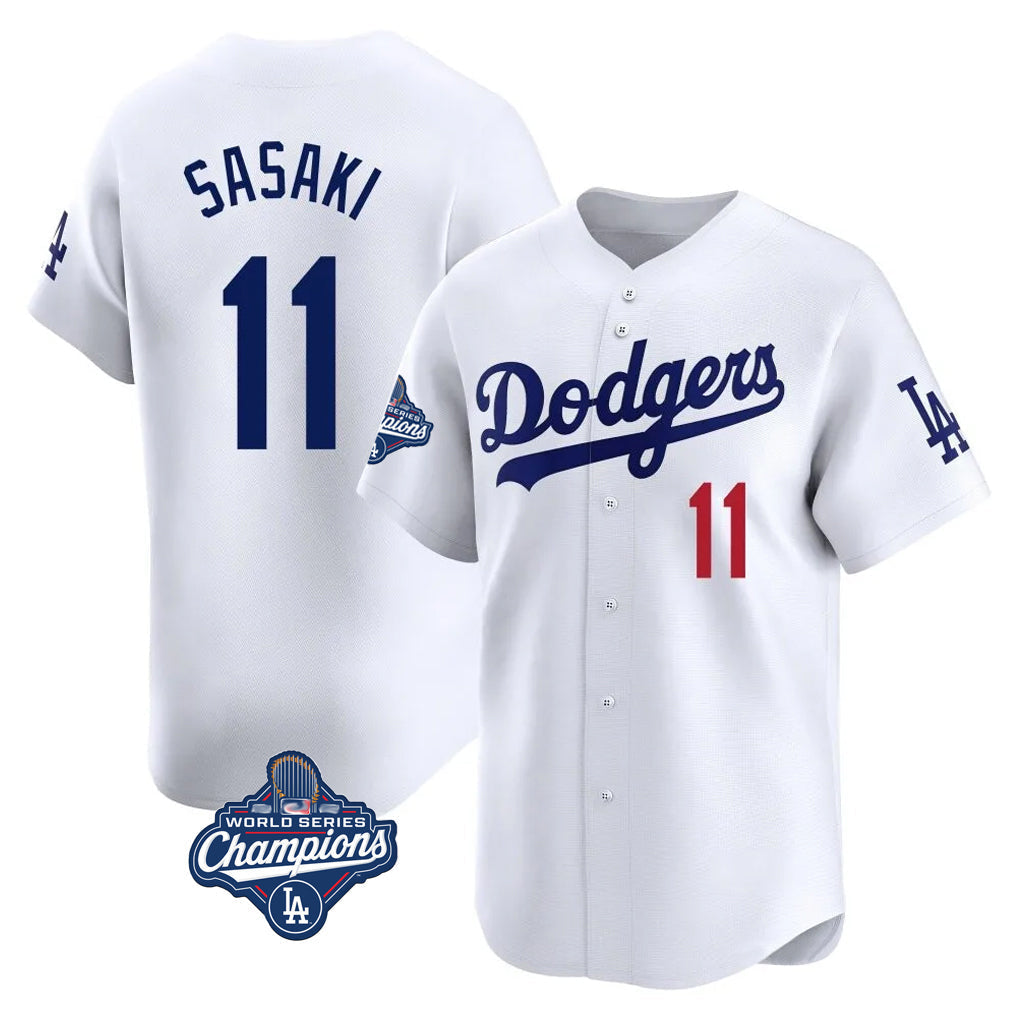 Odoa LA.Dodgers #11 Roki Sasaki Player White World Series Meet Limited Home Stitched Jerseys