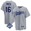 Odoa LA.Dodgers #16 Will Smith Player Gray World Series Meet Game Stitched Jerseys