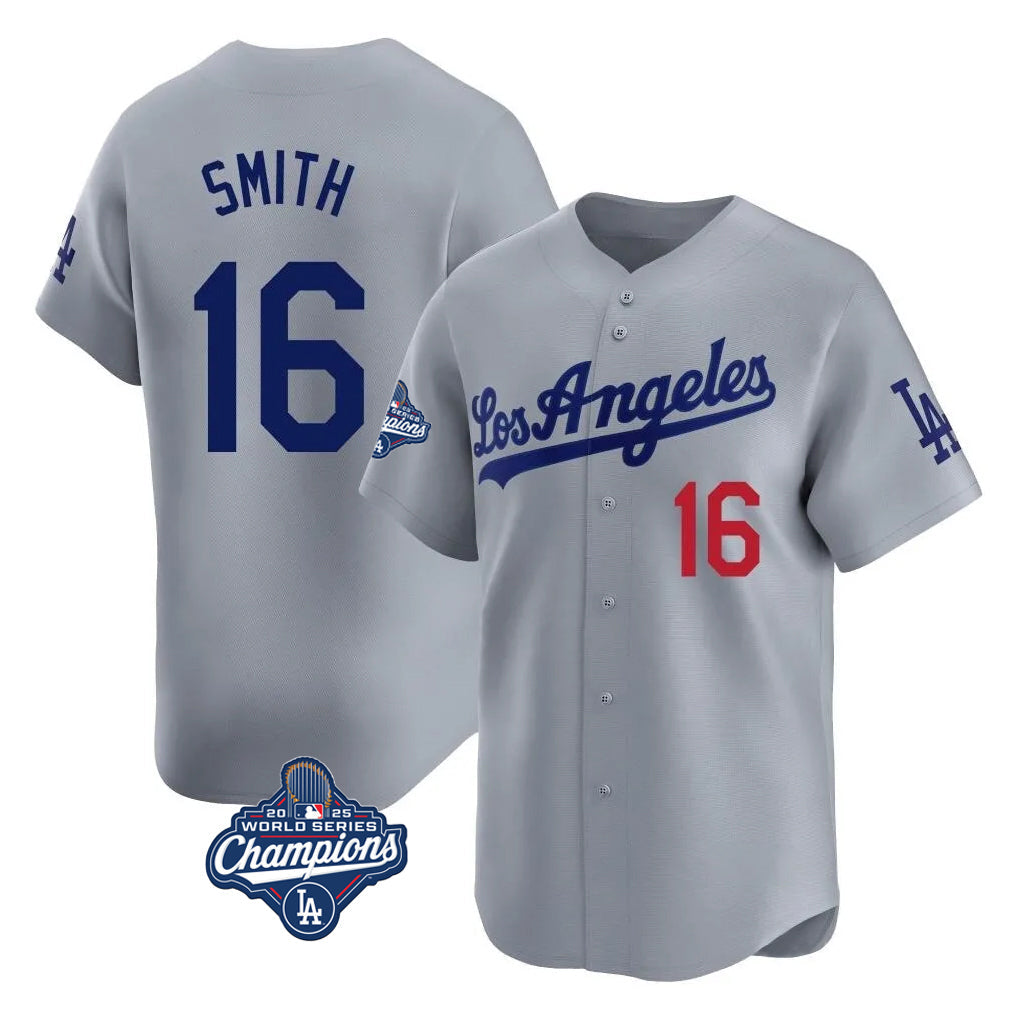 Odoa LA.Dodgers #16 Will Smith Player Gray World Series Meet Limited Home Stitched Jerseys